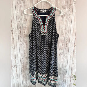THML A Line Embroidered Swing Dress Geometric Pattern Size Large
